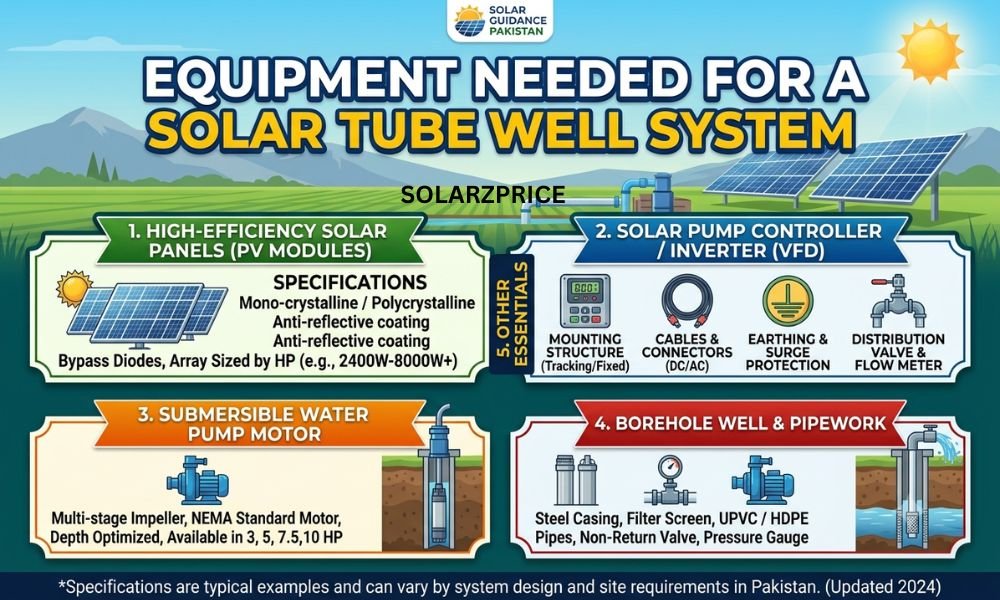 Equipment Needed for a Solar Tube Well System