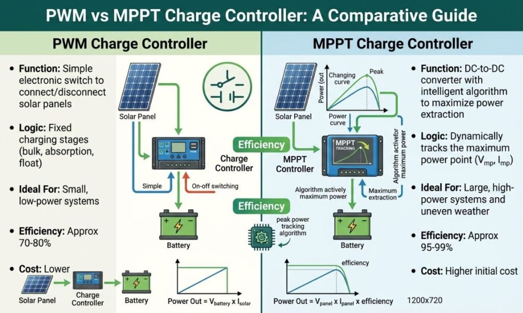 PWM vs MPPT Charge Controller